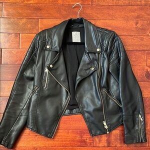 We The Free Vegan Leather Black Jacket Size S